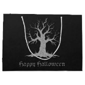 Silver Spooky Tree Halloween Groot Cadeauzakje (Achterkant)