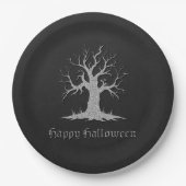 Silver Spooky Tree Halloween Papieren Bordje (Voorkant)
