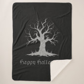 Silver Spooky Tree Halloween Sherpa Deken (Voorkant)