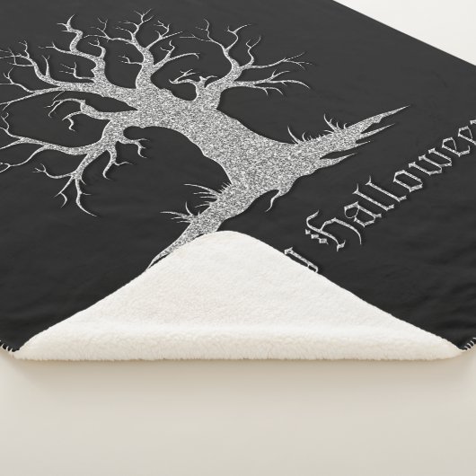 Silver Spooky Tree Halloween Sherpa Deken (3/4)