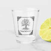 Silver Spooky Tree Halloween Shot Glas (Voorkant)