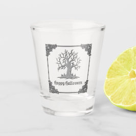 Silver Spooky Tree Halloween Shot Glas