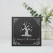 Silver Spooky Tree Halloween Wenskaart (Staand voorkant)