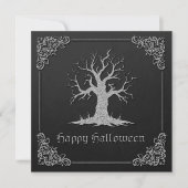 Silver Spooky Tree Halloween Wenskaart (Voorkant)