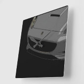 ~Silver Sportscar~ WALLCLOCK, AANGEPAST. Vierkante Klok (Hoek)
