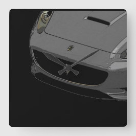 ~Silver Sportscar~ WALLCLOCK, AANGEPAST. Vierkante Klok