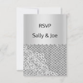 Silver Spot Lace Diamond Wedding Response Kaart (Voorkant)
