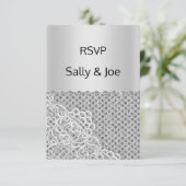 Silver Spot Lace Diamond Wedding Response Kaart (Staand voorkant)