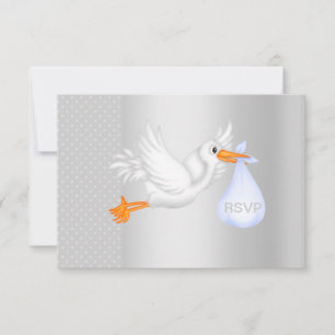 SILVER SPOT RSVP STORK KAARTJE