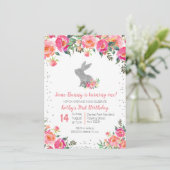 Silver Spring Bunny Verjaardag Bloemen Kaart (Staand voorkant)