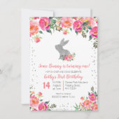 Silver Spring Bunny Verjaardag Bloemen Kaart (Voorkant)