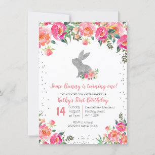 Silver Spring Bunny Verjaardag Bloemen Kaart