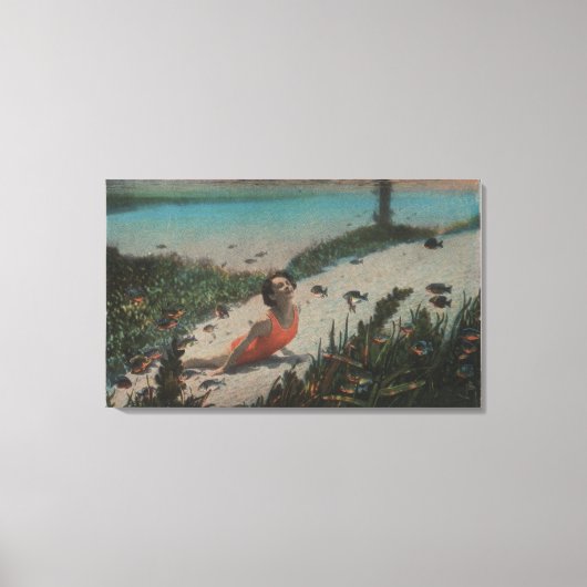 Silver Springs, FL - Vrouw onderwater zwemmen Canvas Afdruk (Voorkant)