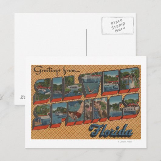 Silver Springs, Florida - Grote Letter-scènes Briefkaart (Voorkant / Achterkant)