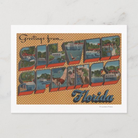Silver Springs, Florida - Grote Letter-scènes Briefkaart (Voorkant)