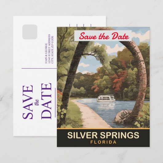 Silver Springs, Florida Save The Date (Voorkant / Achterkant)