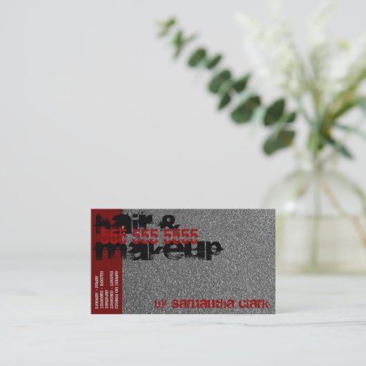 Silver Sprinkles Distress Style Red en Black Visitekaartje (Staand voorkant)