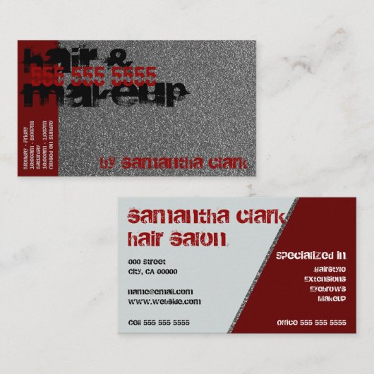 Silver Sprinkles Distress Style Red en Black Visitekaartje (Voorkant / Achterkant)