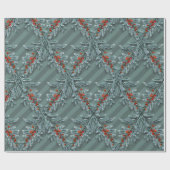 Silver Spruce Red Berries Lattice Gestreept Cadeaupapier (Vlak)