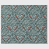 Silver Spruce Red Berries Lattice Vrolijk Kerstfee Cadeaupapier (Vlak)