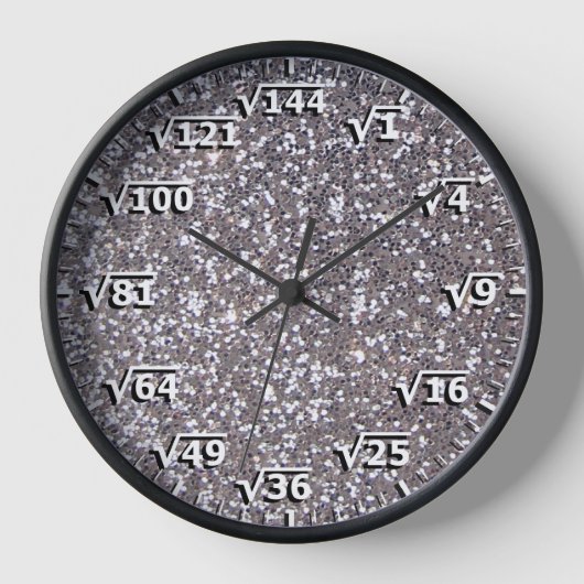 Silver Square Root Clock Wiskunde Wiskunde Klok (Voorkant)