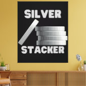 Silver Stacker Silver Squeeze Coin Canvas Wall Art (Insitu (Woonkamer))