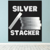 Silver Stacker Silver Squeeze Coin Canvas Wall Art (Insitu (Houten vloer))