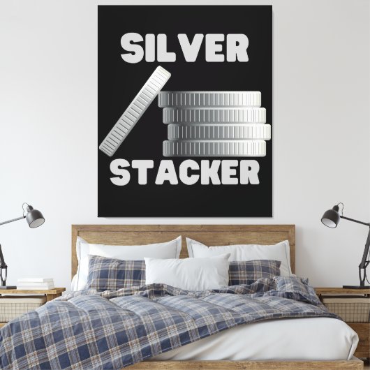 Silver Stacker Silver Squeeze Coin Canvas Wall Art (Insitu (Slaapkamer))