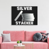 Silver Stacker Silver Squeeze Coin Canvas Wall Art (Insitu (Woonkamer))