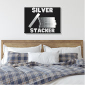 Silver Stacker Silver Squeeze Coin Canvas Wall Art (Insitu (Slaapkamer))