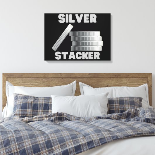 Silver Stacker Silver Squeeze Coin Canvas Wall Art (Insitu (Slaapkamer))