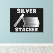 Silver Stacker Silver Squeeze Coin Canvas Wall Art (Insitu (Houten vloer))