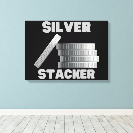 Silver Stacker Silver Squeeze Coin Canvas Wall Art (Insitu (Houten vloer))
