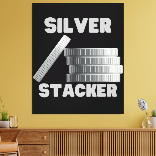 Silver Stacker Silver Squeeze Coin Canvas Wall Art Afdruk (Insitu (Woonkamer))