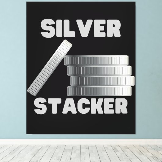 Silver Stacker Silver Squeeze Coin Canvas Wall Art Afdruk (Insitu (Houten vloer))