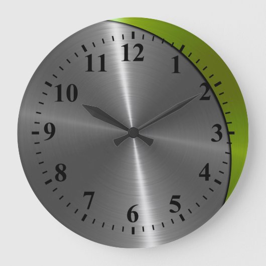 Silver Stainless Steel Metal Note Deco 2 Grote Klok (Voorkant)