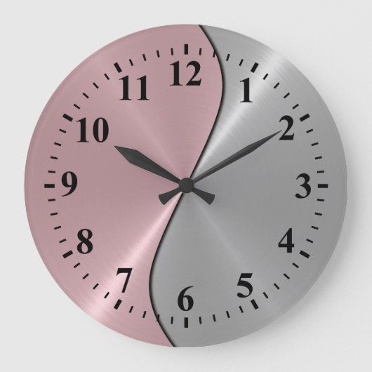 Silver Stainless Steel Metal Note Deco 5 Grote Klok (Voorkant)