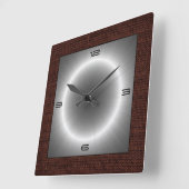 Silver Stainless Steel Modern Burlap Border Vierkante Klok (Hoek)