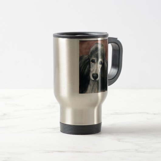 "Silver Standard Poodle" Art Travel Mug Reisbeker (Voorkant rechts)