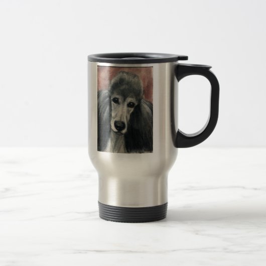"Silver Standard Poodle" Art Travel Mug Reisbeker (Rechts)