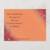 Silver Star Bloemenrood Sinaasappel Save date Brie Aankondigingskaart (Achterkant)