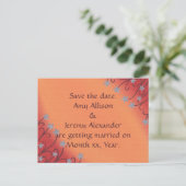 Silver Star Bloemenrood Sinaasappel Save date Brie Aankondigingskaart (Staand voorkant)