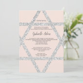 Silver star blush roze hebrew name Bat Mitzvah Kaart (Staand voorkant)