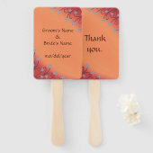 Silver Star Flowers Brown Stems Oranje Blends Fans Handwaaier (Voorkant en achterkant)