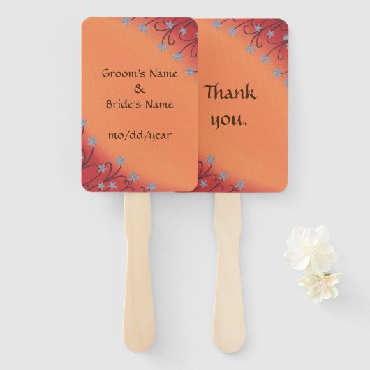 Silver Star Flowers Brown Stems Oranje Blends Fans Handwaaier (Voorkant en achterkant)