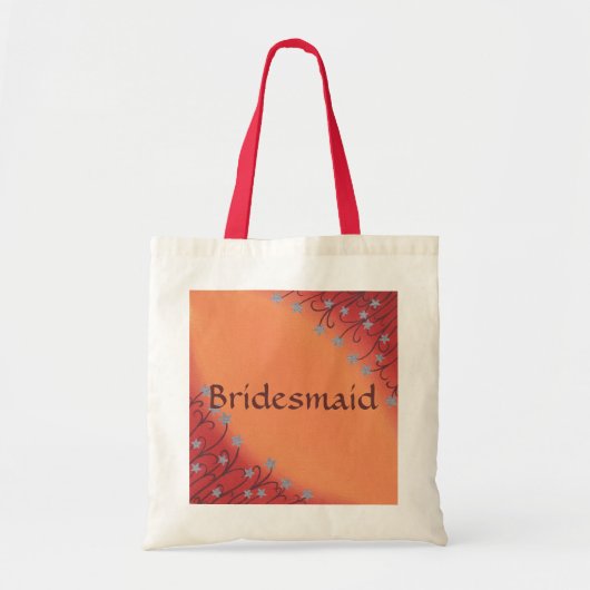 Silver Star Flowers op rood Sinaasappel Blends Can Tote Bag (Voorkant)