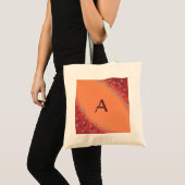 Silver Star Flowers op rood Sinaasappel, Monogram  Tote Bag (Voorkant (product))
