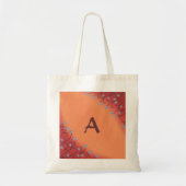 Silver Star Flowers op rood Sinaasappel, Monogram  Tote Bag (Voorkant)
