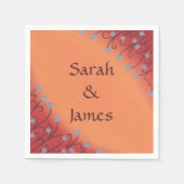 Silver Star Flowers op Sinaasappel bruiloft servet (Voorkant)