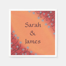 Silver Star Flowers op Sinaasappel bruiloft servet